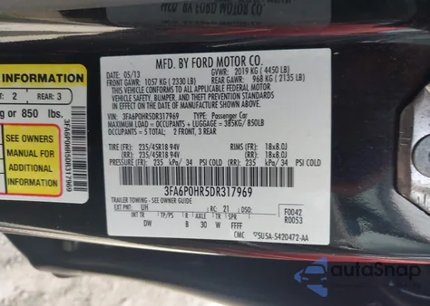 2013 Ford Fusion Se from USA, damaged, VIN 3FA6P0HR5DR317969